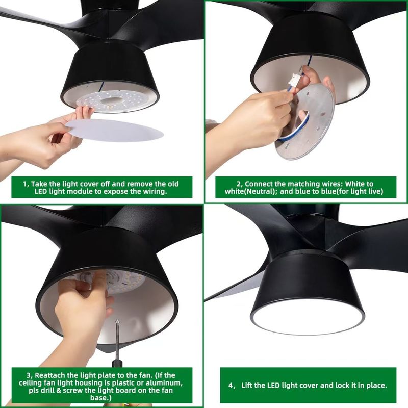 15W 100MM एलईडी लाइट इंजन भोजन कक्ष के लिए 120V छत प्रशंसक पैनल डीओबी मॉड्यूल के साथ एलईडी छत प्रशंसक प्रकाश प्रतिस्थापन