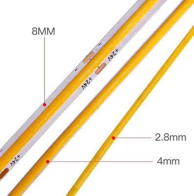 चीन फैक्टरी अल्ट्रा पतली सीओबी लाइट स्ट्रिप 2.8mm/2.7mm/3mm/5mm मिनी लाइट स्ट्रिप 12V 24V कार लाइट स्ट्रिप 480leds 384leds