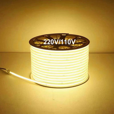 110V 220V वाटरप्रूफ सीओबी एलईडी लाइट स्ट्रिप पीवीसी गोंद के साथ अनुकूलन योग्य नीला / बर्फ नीला / सफेद / हरा / बैंगनी / सुनहरा / गुलाबी